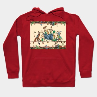 WEIRD MEDIEVAL BESTIARY HUNTER CAT, KNIGHT BIRD AND FALCON MONK Hoodie